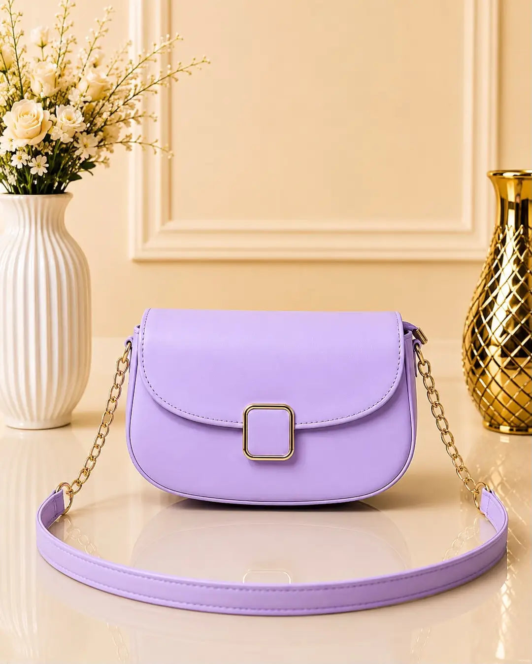 Women's Leather Plain Shoulder Bag