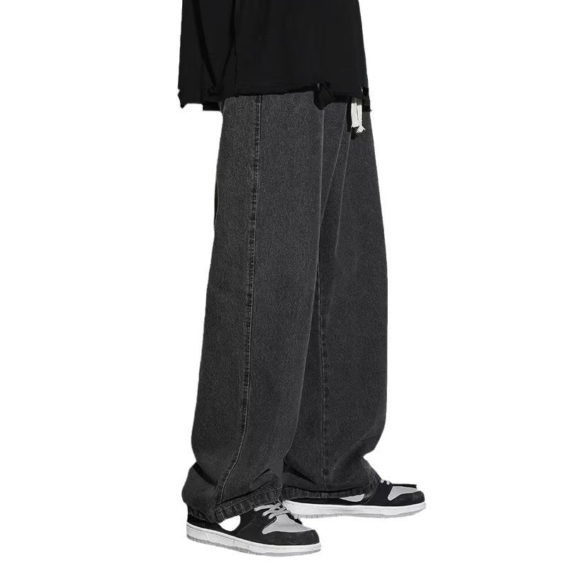 Men Dark Gray Fleece Lined Loose Pants Winter